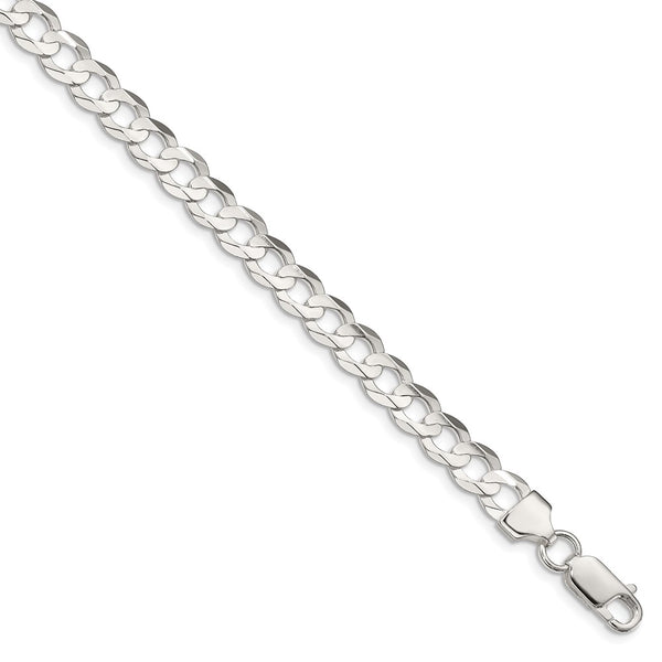 Sterling Silver 6.75mm Concave Beveled Curb Chain-WBC-QCBC180-26