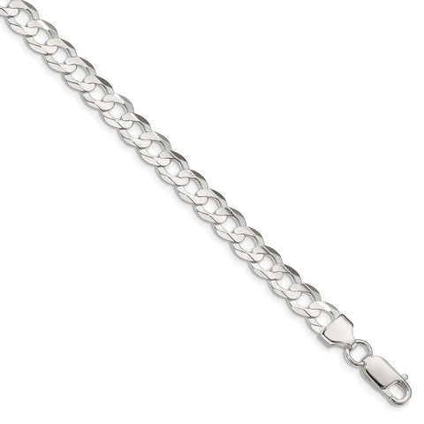 Sterling Silver 6.75mm Concave Beveled Curb Chain-WBC-QCBC180-26