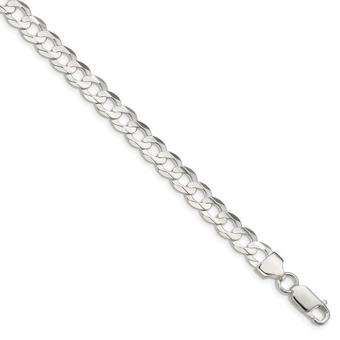 Sterling Silver 6.75mm Concave Beveled Curb Chain-WBC-QCBC180-18
