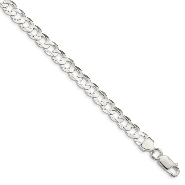 Sterling Silver 6.75mm Concave Beveled Curb Chain-WBC-QCBC180-16