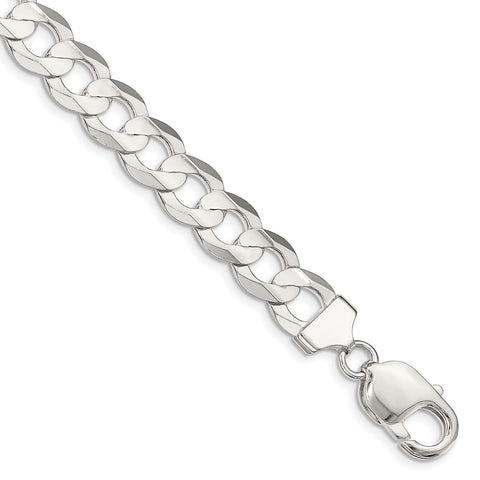 Sterling Silver 9.75mm Concave Beveled Curb Chain-WBC-QCBC250-9