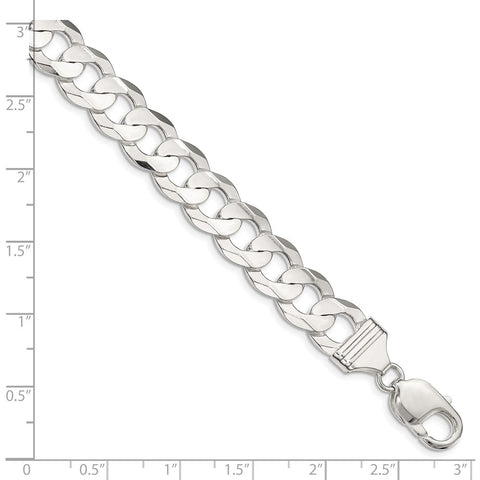 Sterling Silver 11.9mm Concave Beveled Curb Chain-WBC-QCBC300-24