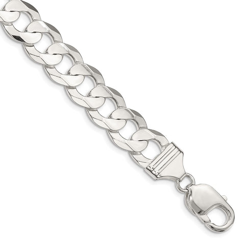 Sterling Silver 11.9mm Concave Beveled Curb Chain-WBC-QCBC300-8