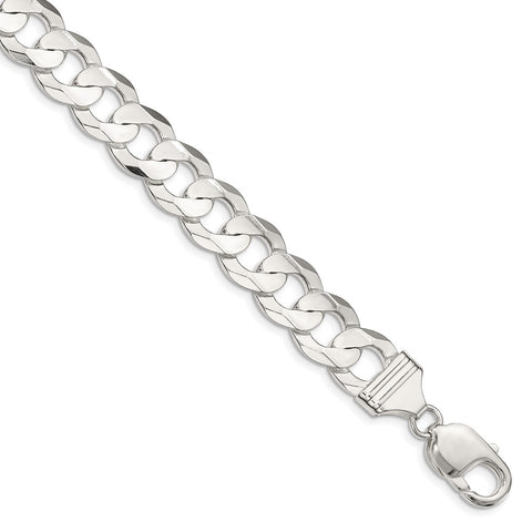 Sterling Silver 11.9mm Concave Beveled Curb Chain-WBC-QCBC300-26