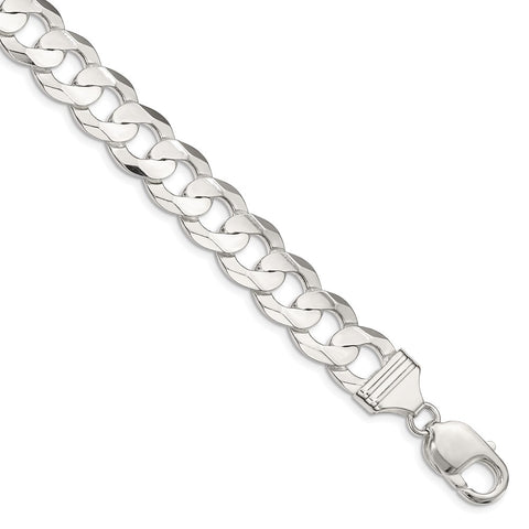Sterling Silver 11.9mm Concave Beveled Curb Chain-WBC-QCBC300-24