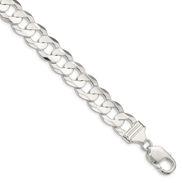 Sterling Silver 11.9mm Concave Beveled Curb Chain-WBC-QCBC300-18