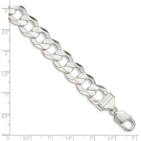 Sterling Silver 13.8mm Concave Beveled Curb Chain-WBC-QCBC350-20