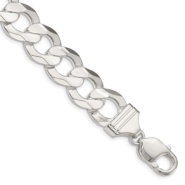Sterling Silver 13.8mm Concave Beveled Curb Chain-WBC-QCBC350-9