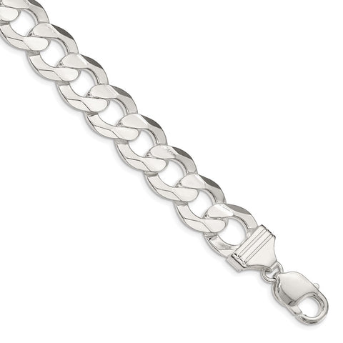 Sterling Silver 13.8mm Concave Beveled Curb Chain-WBC-QCBC350-22
