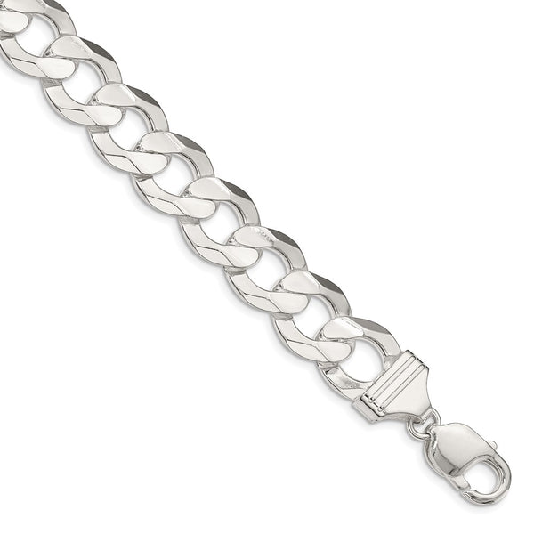 Sterling Silver 13.8mm Concave Beveled Curb Chain-WBC-QCBC350-24