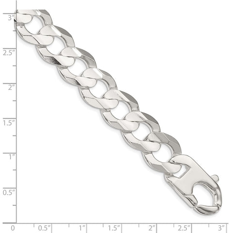 Sterling Silver 15.75mm Concave Beveled Curb Chain-WBC-QCBC400-22