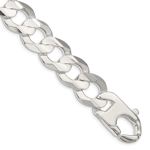 Sterling Silver 15.75mm Concave Beveled Curb Chain-WBC-QCBC400-8