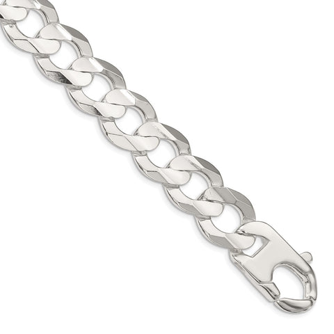 Sterling Silver 15.75mm Concave Beveled Curb Chain-WBC-QCBC400-20