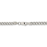 Sterling Silver 4.5mm Pave Curb Chain-WBC-QCF120-22