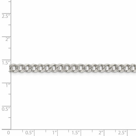Sterling Silver 4.5mm Pave Curb Chain-WBC-QCF120-22