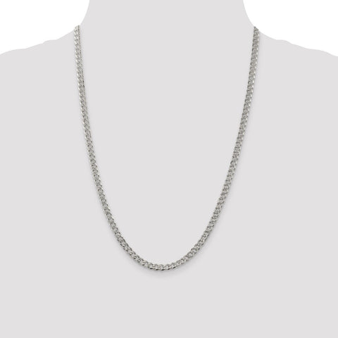 Sterling Silver 4.5mm PavÇ Curb Chain-WBC-QCF120-24