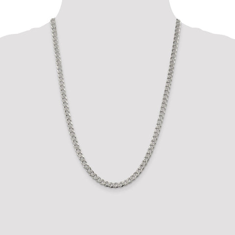 Sterling Silver 5.5mm PavÇ Curb Chain-WBC-QCF150-24