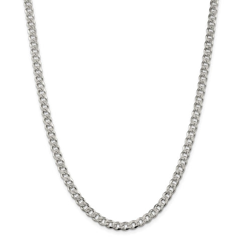 Sterling Silver 5.5mm PavÇ Curb Chain-WBC-QCF150-26