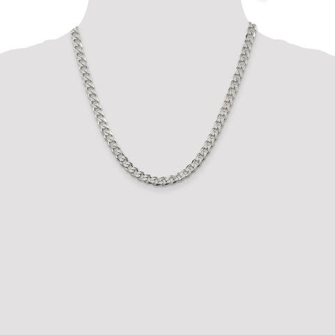 Sterling Silver 7mm PavÇ Curb Chain-WBC-QCF180-20