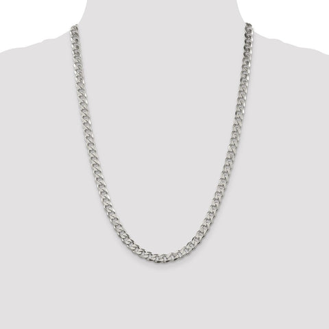 Sterling Silver 7mm PavÇ Curb Chain-WBC-QCF180-24