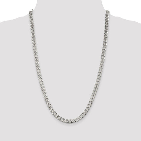 Sterling Silver 7mm PavÇ Curb Chain-WBC-QCF180-26