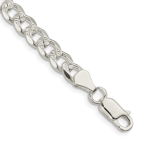 Sterling Silver 7mm PavÇ Curb Chain-WBC-QCF180-8