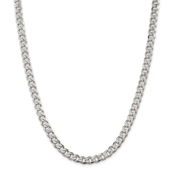 Sterling Silver 7mm PavÇ Curb Chain-WBC-QCF180-20