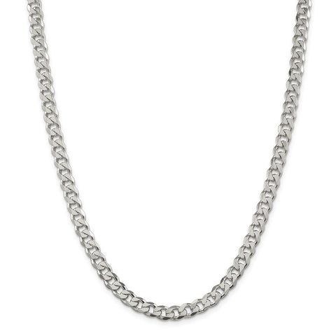 Sterling Silver 7mm PavÇ Curb Chain-WBC-QCF180-18