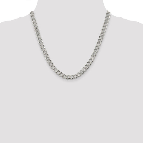 Sterling Silver 7.5mm PavÇ Curb Chain-WBC-QCF200-20