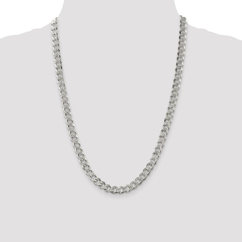 Sterling Silver 7.5mm PavÇ Curb Chain-WBC-QCF200-24
