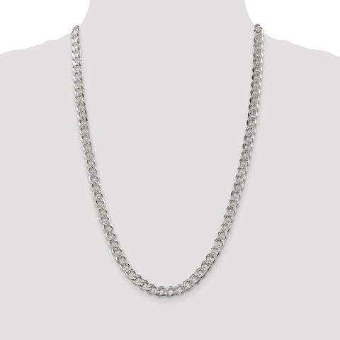 Sterling Silver 7.5mm PavÇ Curb Chain-WBC-QCF200-26