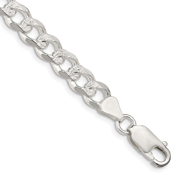 Sterling Silver 7.5mm PavÇ Curb Chain-WBC-QCF200-8