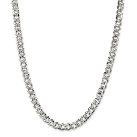 Sterling Silver 7.5mm PavÇ Curb Chain-WBC-QCF200-26