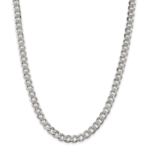 Sterling Silver 7.5mm PavÇ Curb Chain-WBC-QCF200-18
