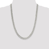Sterling Silver 8mm PavÇ Curb Chain-WBC-QCF220-24