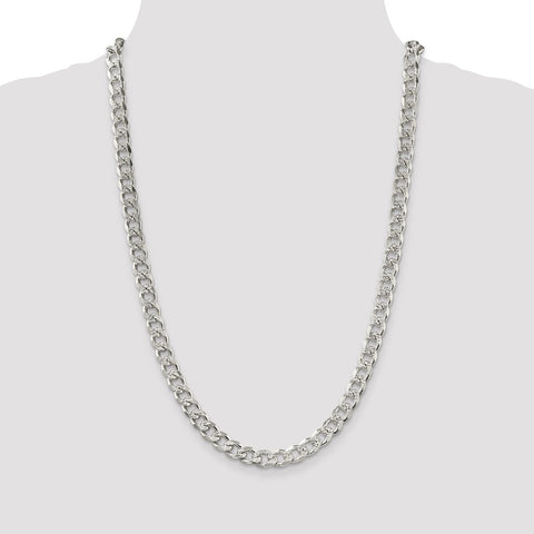 Sterling Silver 8mm PavÇ Curb Chain-WBC-QCF220-26