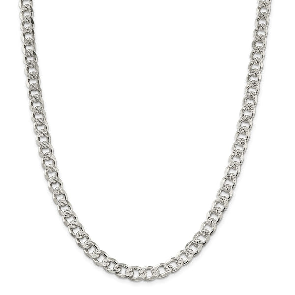 Sterling Silver 8mm Pave Curb Chain-WBC-QCF220-22