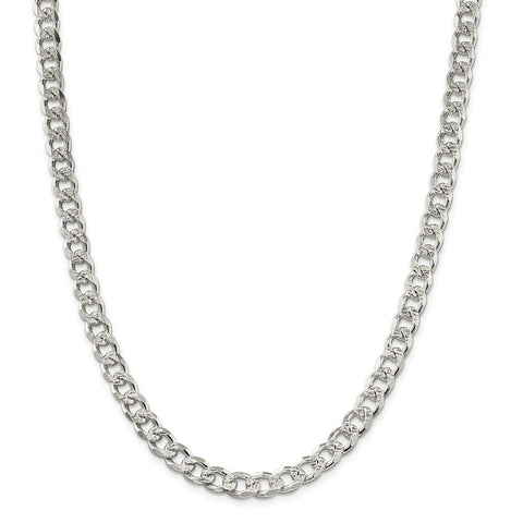 Sterling Silver 8mm PavÇ Curb Chain-WBC-QCF220-20