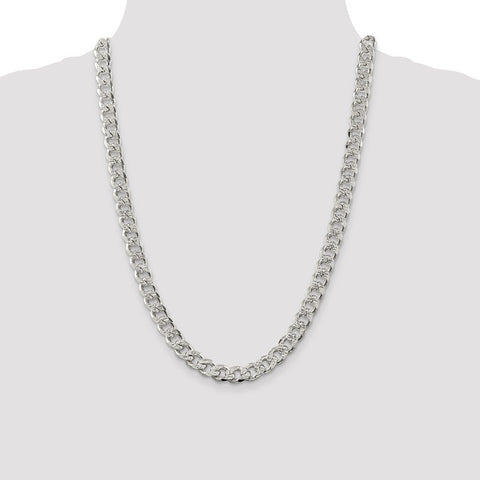 Sterling Silver 9.15mm PavÇ Curb Chain-WBC-QCF250-24