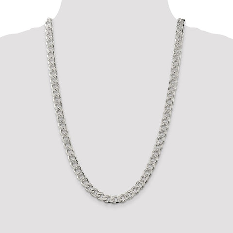 Sterling Silver 9.15mm PavÇ Curb Chain-WBC-QCF250-26