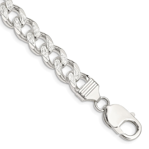 Sterling Silver 9.15mm PavÇ Curb Chain-WBC-QCF250-8