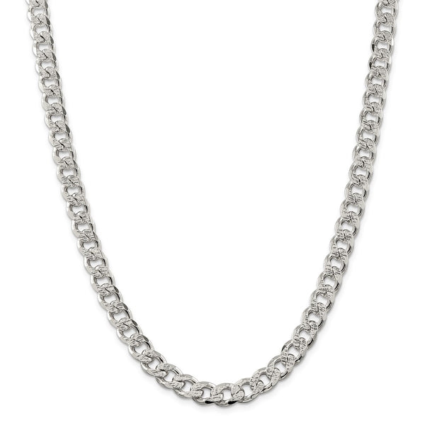 Sterling Silver 9.15mm PavÇ Curb Chain-WBC-QCF250-26