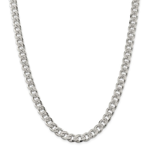 Sterling Silver 9.15mm PavÇ Curb Chain-WBC-QCF250-26