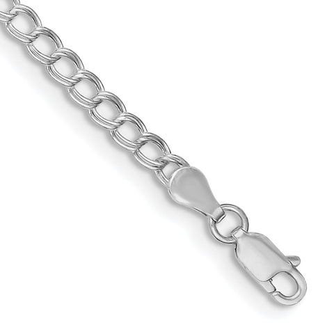 Sterling Silver 3.5mm Double Link Charm Bracelet-WBC-QCH050-7