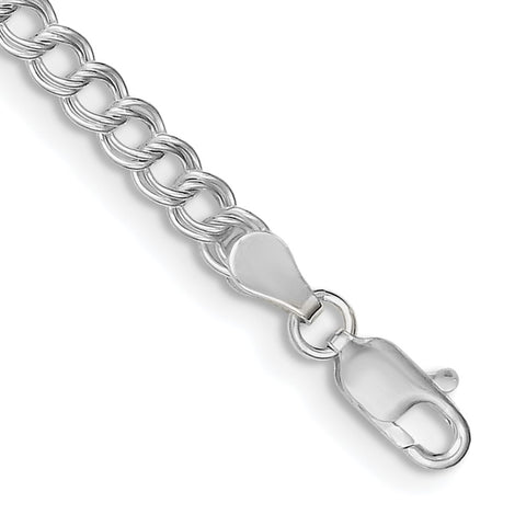 Sterling Silver 4.25mm Double Link Charm Bracelet-WBC-QCH060-8