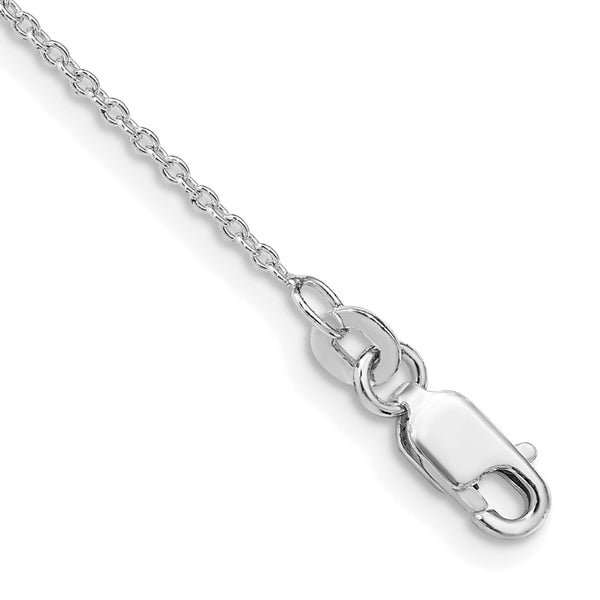 Sterling Silver Rhodium-plated 1.25mm Cable Chain Anklet-WBC-QCL035R-9