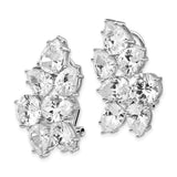 Cheryl M Sterling Silver RH-plated CZ Fancy Cluster Omega Back Earrings-WBC-QCM100