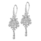 Cheryl M SS Rhodium Plated CZ Chandelier Kidney Wire Dangle Earrings-WBC-QCM108