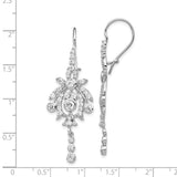 Cheryl M SS Rhodium Plated CZ Chandelier Kidney Wire Dangle Earrings-WBC-QCM108