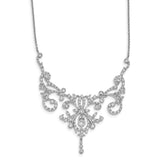 Cheryl M SS Rhodium-plated CZ Fancy Scroll 17in w/2in ext Necklace-WBC-QCM109-17